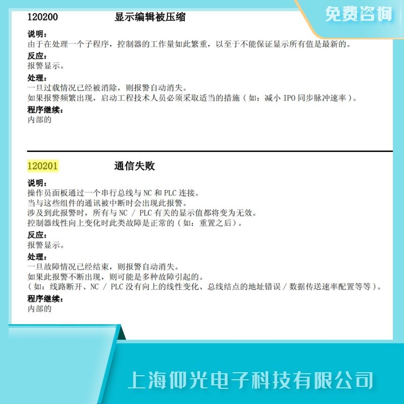 西門子數(shù)控系統(tǒng)840d報120200顯示編輯被壓縮故障維修